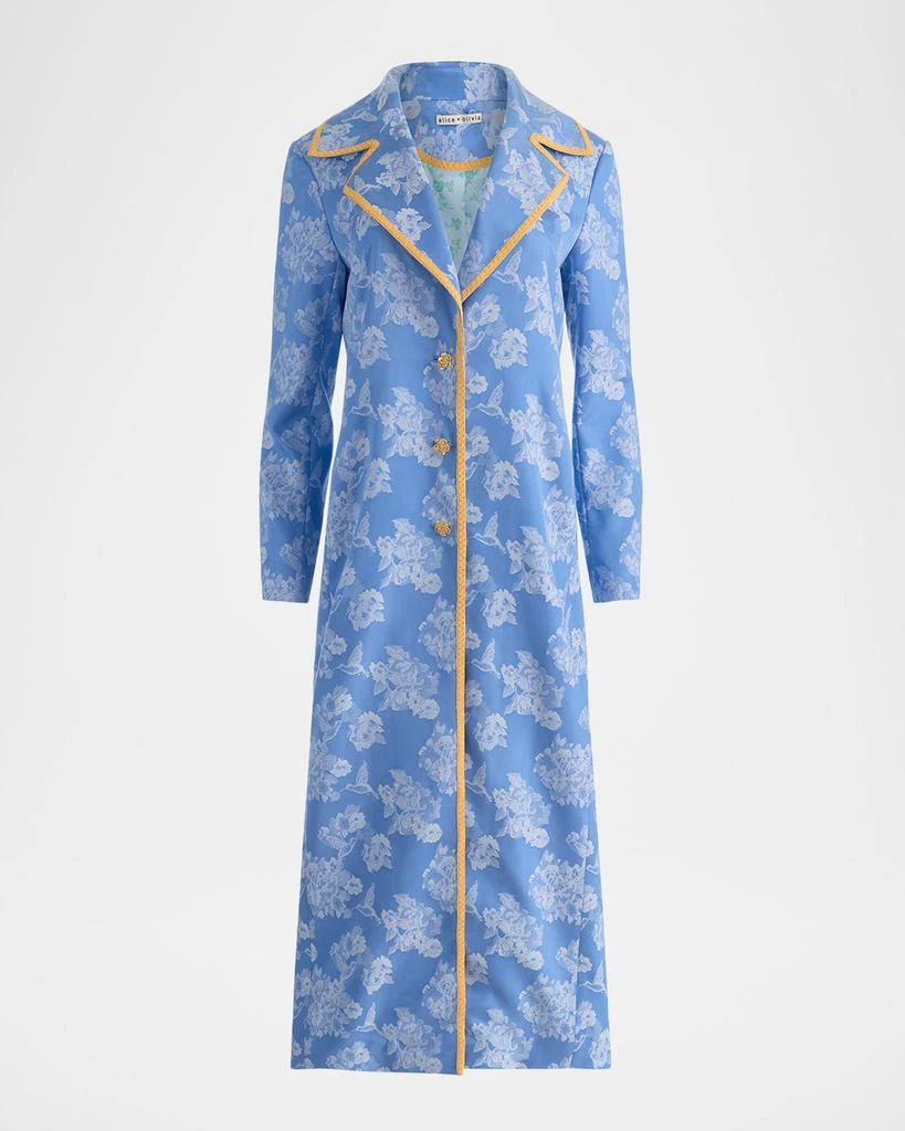 Alice + Olivia Levine Drapey Floral Jacquard Coat