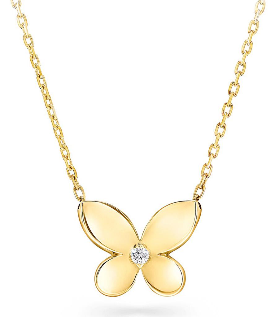 Graff Mini Yellow Gold and Diamond Butterfly Necklace