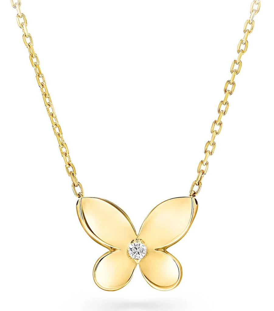 Graff Mini Yellow Gold and Diamond Butterfly Necklace 1