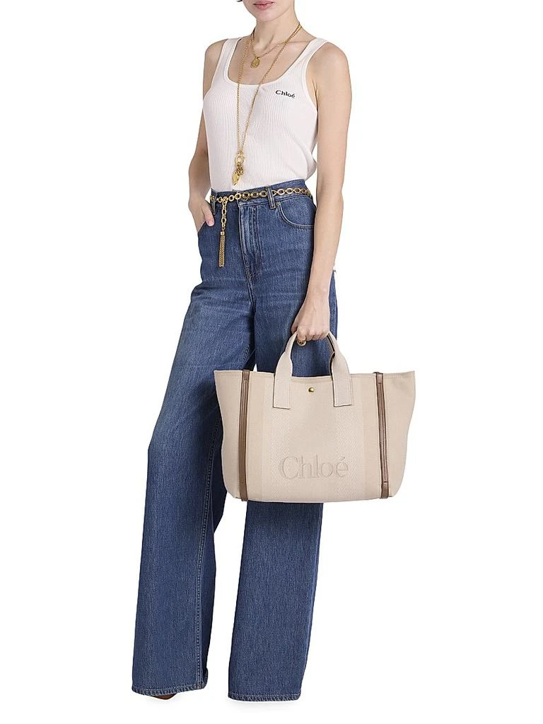Chloé Medium Logo Canvas & Leather Tote Bag 2