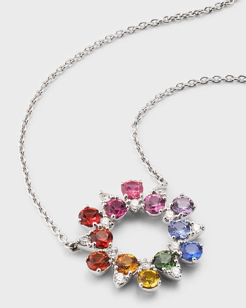 Lisa Nik Rainbow 18K White Gold Round Sapphire and Diamond Pendant Necklace 3
