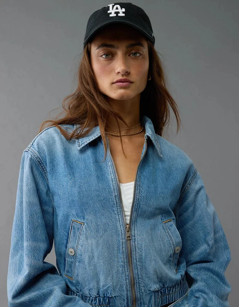 AE AE Cropped Zip-Up Denim Bomber Jacket 6