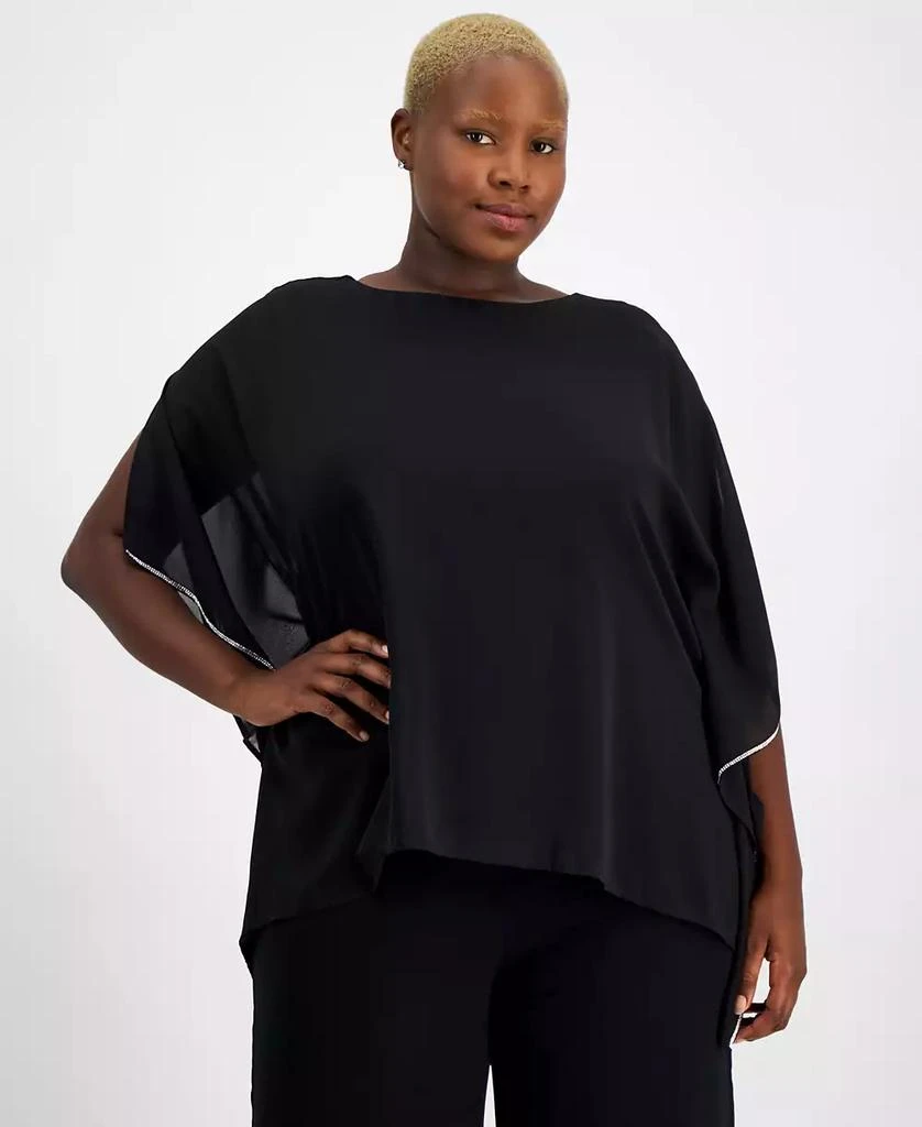 JM Collection Plus Size Embellished Chiffon Poncho, Created for Macy's 1