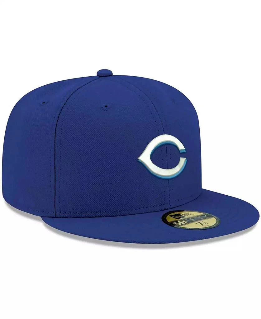 New Era Men's Royal Cincinnati Reds Logo White 59FIFTY Fitted Hat 3