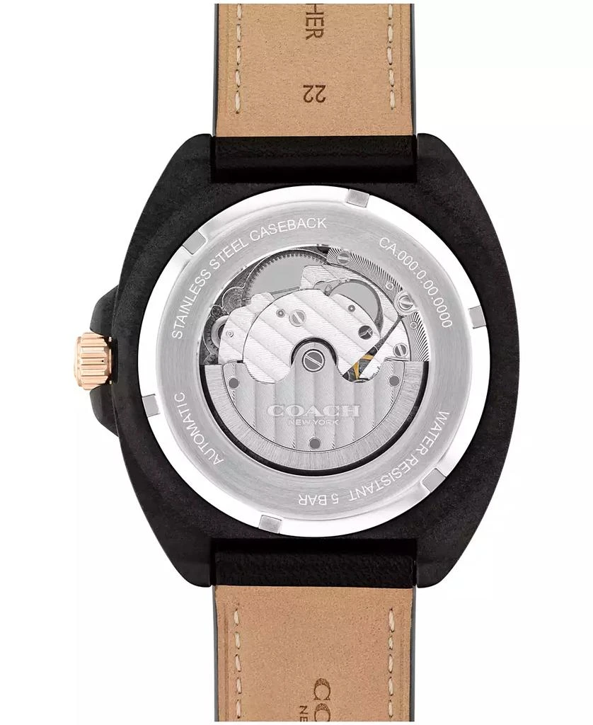 Coach Men's Charter Automatic Black Leather Strap Watch 44.5mm 2