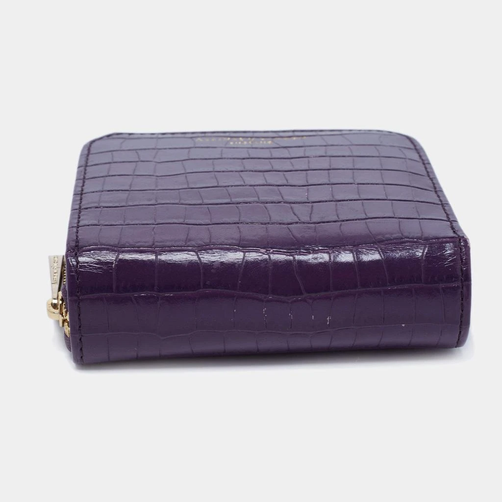 Aspinal of London Aspinal of London Purple Croc Embossed Leather Zip Around Compact Wallet 7