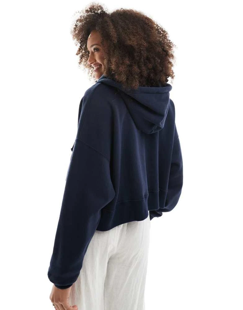 HOLLISTER Hollister boxy cropped zip through hoodie in navy 4