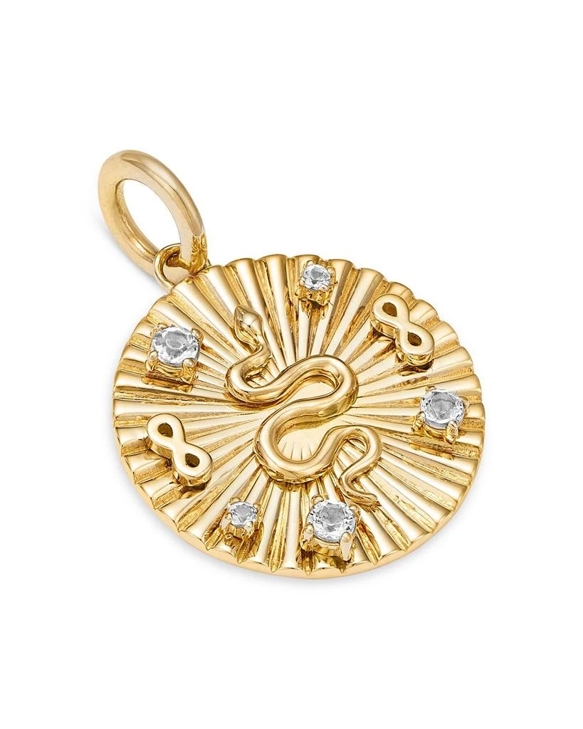 Moon 
Meadow 14K Yellow Gold White Topaz Snake Disc Pendant 2