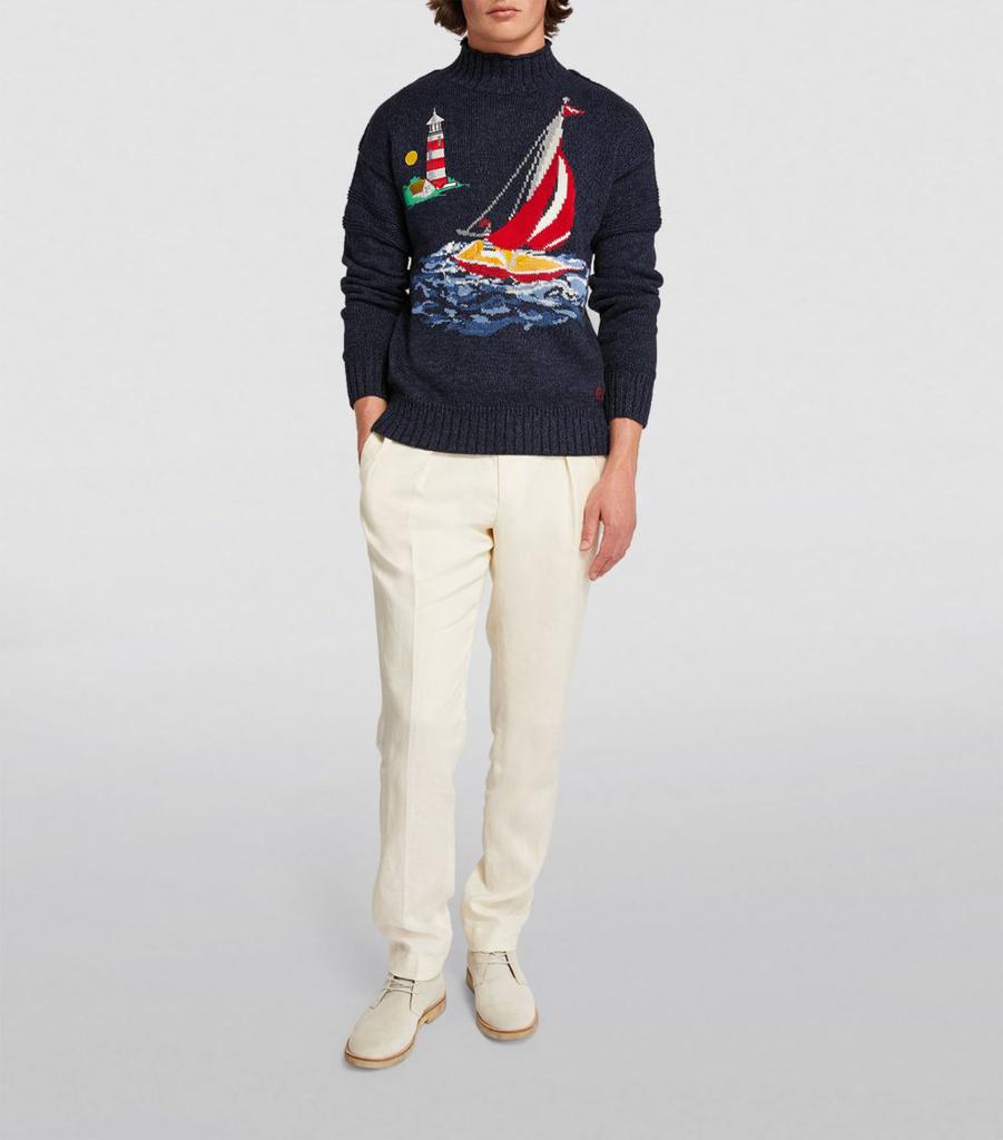 Polo Ralph Lauren Cotton Sailboat Sweater BLUE S Knitwear BeyondStyle