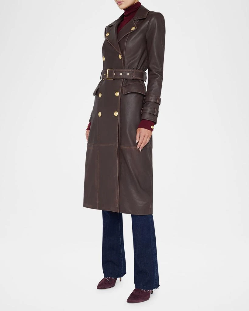L'Agence Celina Double-Breasted Leather Trench Coat 3