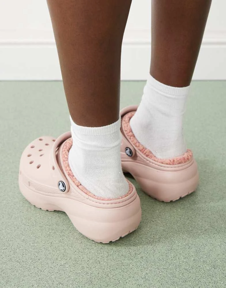 Crocs Croc classic platform lined clog in pink clay 4