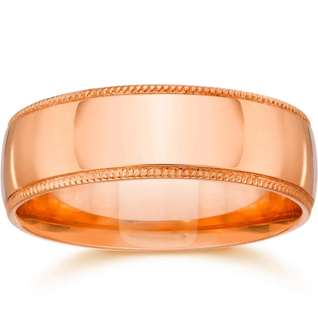 Pompeii3 6mm Milgrain 14K Rose Gold Polished Wedding Band Size Selectable