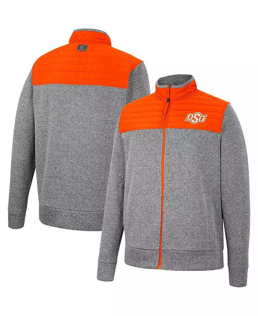 Colosseum Men's Gray, Orange Oklahoma State Cowboys Putter Herringbone Full-Zip Jacket