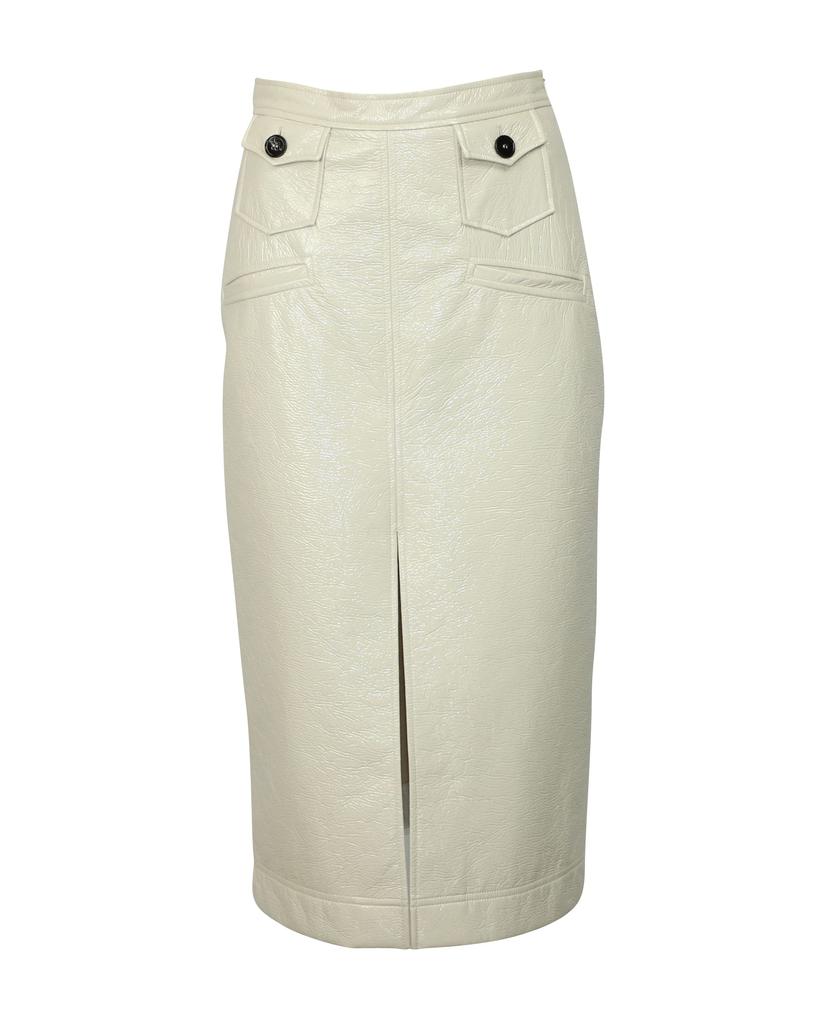 ALEXACHUNG Alexa Chung Midi Pencil Skirt in White Cream PVC