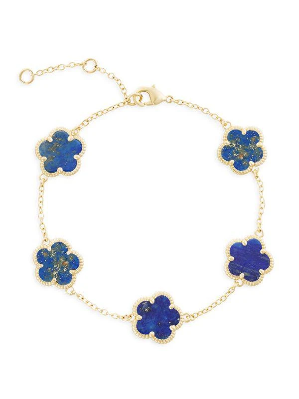 JanKuo Flower 14K Goldplated & Lazurite Bracelet 1