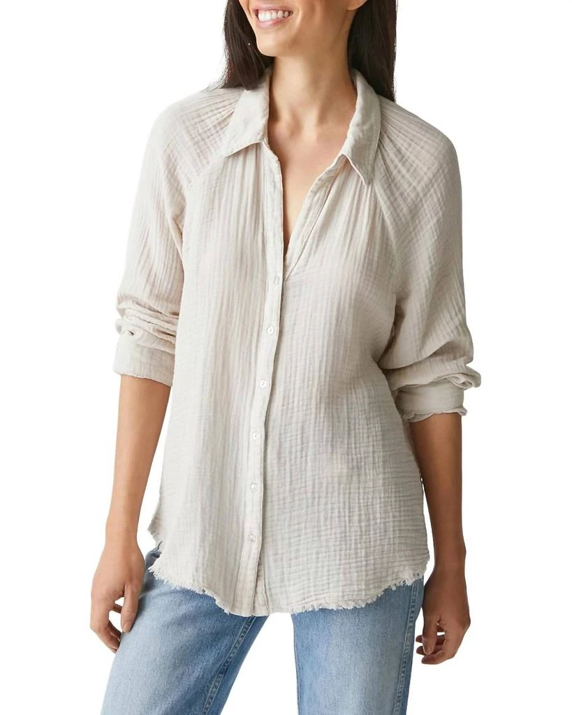 Michael Stars Toni Double Gauze Button Down Shirt In Cement 1