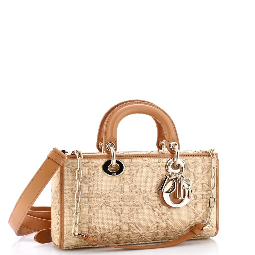Dior Lady D-Joy Bag Cannage Embroidered Raffia with Leather Medium 2