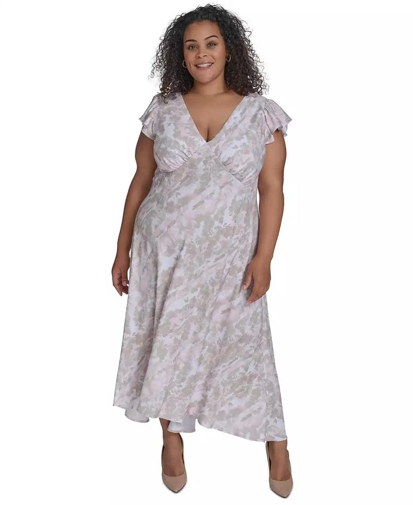 Calvin Klein Plus Size Printed Flutter-Sleeve Maxi Dress 1