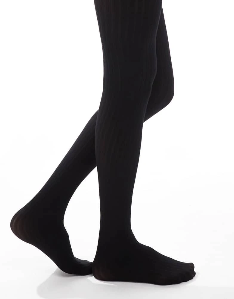 ASOS ASOS DESIGN ribbed tights in black 1