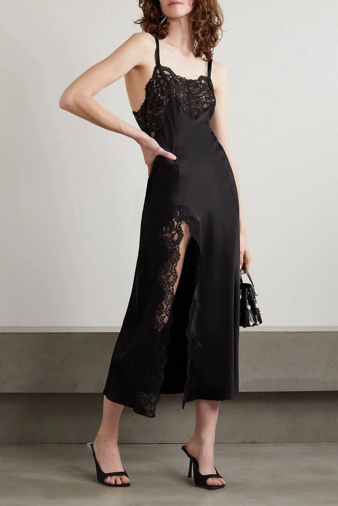 Rodarte Lace-trimmed silk-satin maxi dress 2
