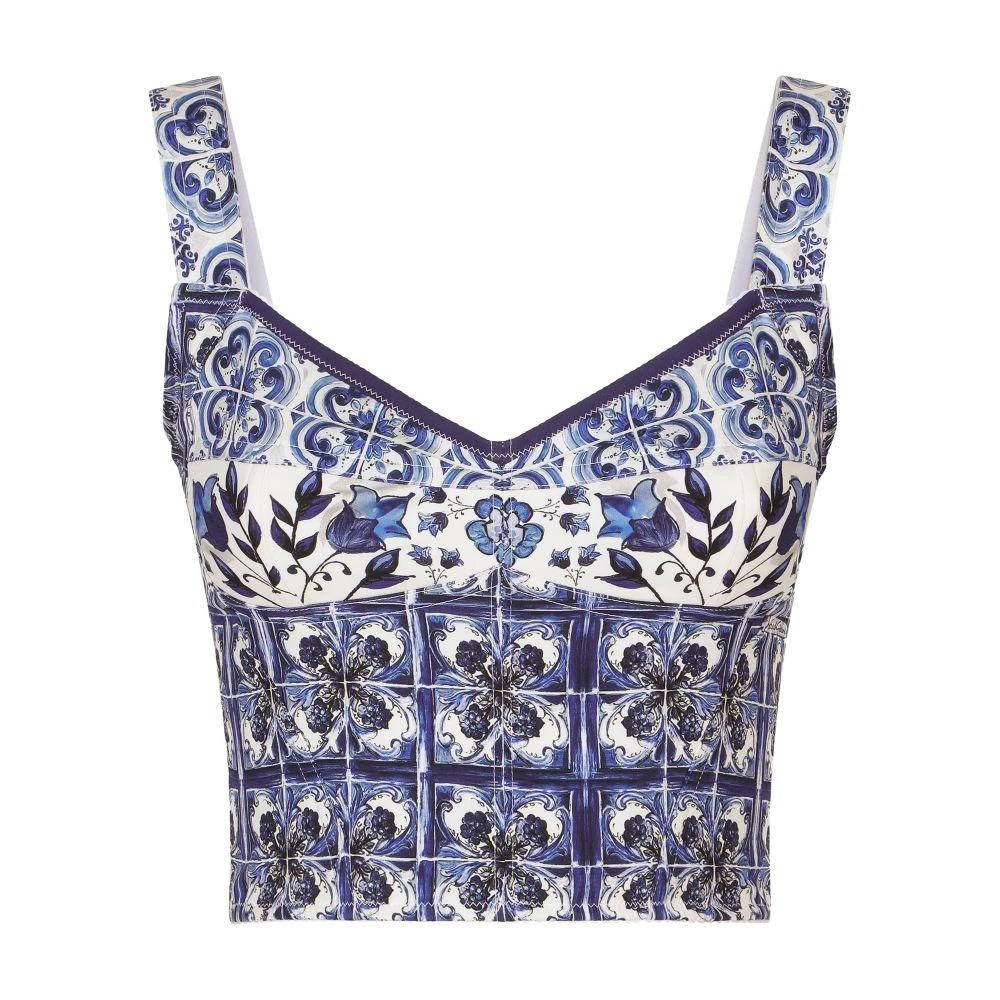 Dolce & Gabbana Majolica-print charmeuse corset 6