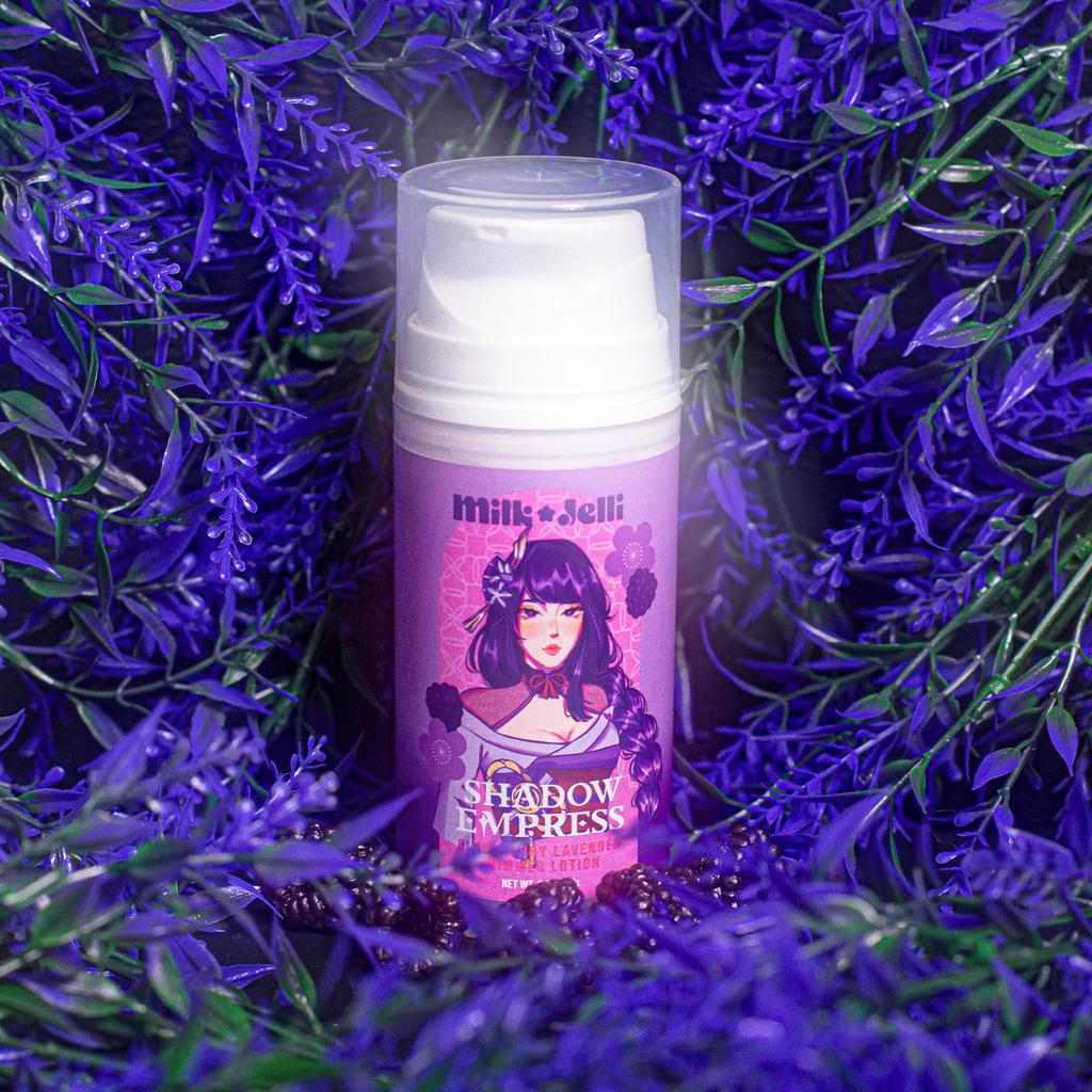 Camille Beckman Genshin Impact Shadow Empress Blackberry Lavender Shimmer Lotion