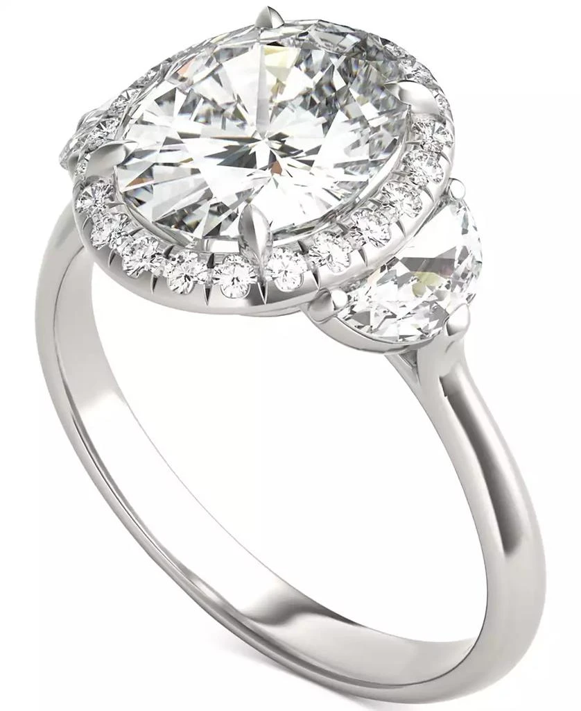 Charles 
Colvard Moissanite Oval Halo Three Stone Ring (3-3/4 ct. t.w.) in 14K White Gold 1