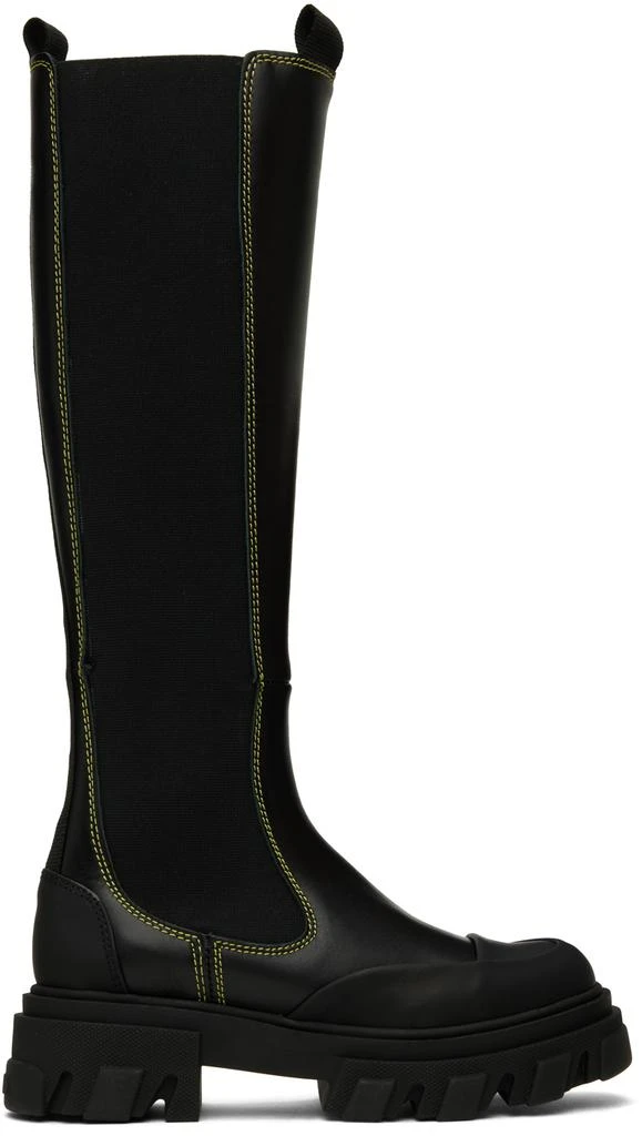 Ganni Black Cleated Chelsea Boots 1