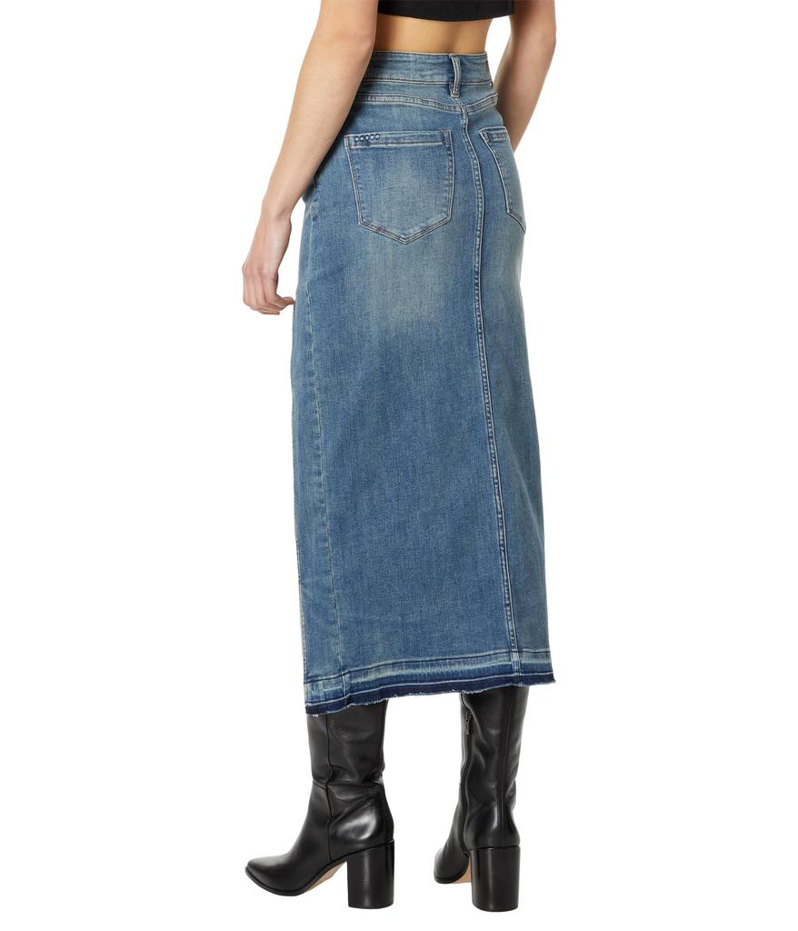 Blank NYC Denim Skirt with High Slit and Released Hem Finish in Shape Up