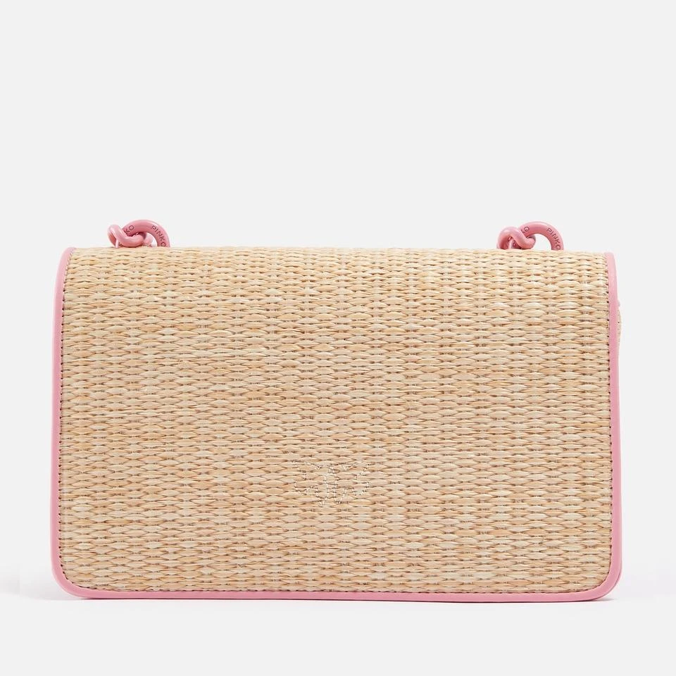 PINKO Pinko Love One Raffia and Faux Leather Bag 3