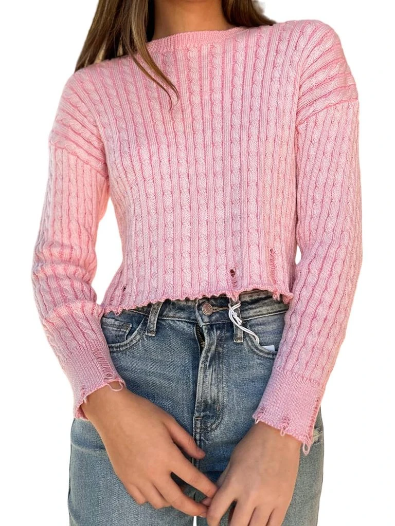 Creamon Dream On Cable Knit Sweater In Bubblegum Pink 1