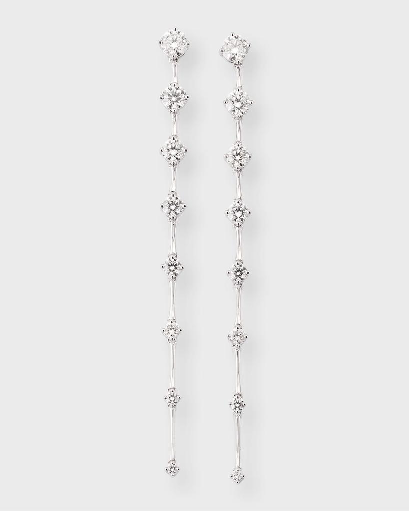 Memoire 18K White Gold 16 Round GH/SI Diamond Drop Earrings, 2.5"L, 1.69tcw