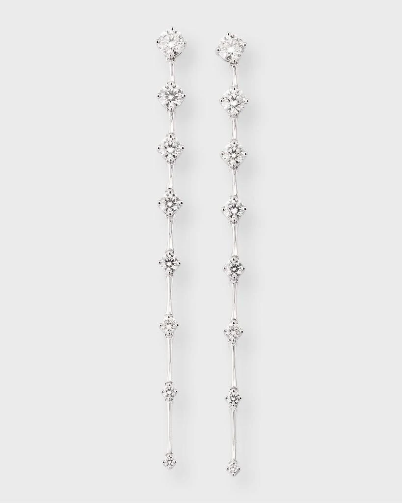 Memoire 18K White Gold 16 Round GH/SI Diamond Drop Earrings, 2.5"L, 1.69tcw 1