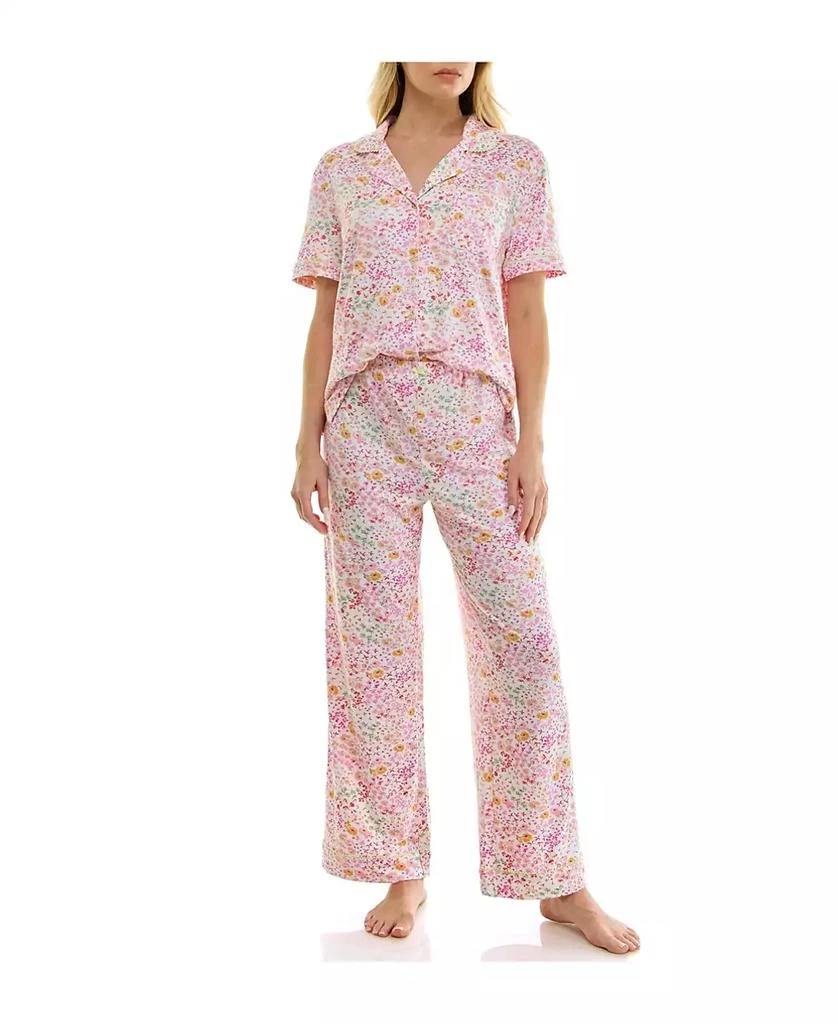 Roudelain Women
s Short-Sleeve Shirt and Pants, 2-Piece Pajama Set