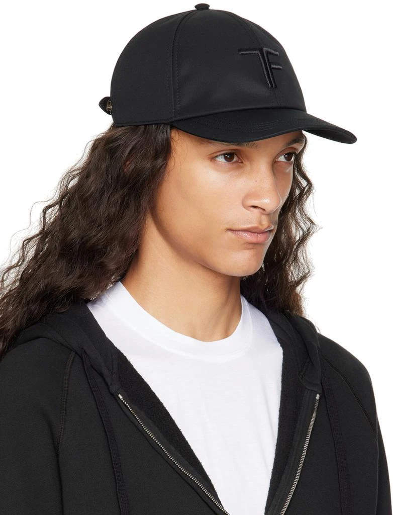 Tom Ford Black Canvas & Smooth Leather Cap 2