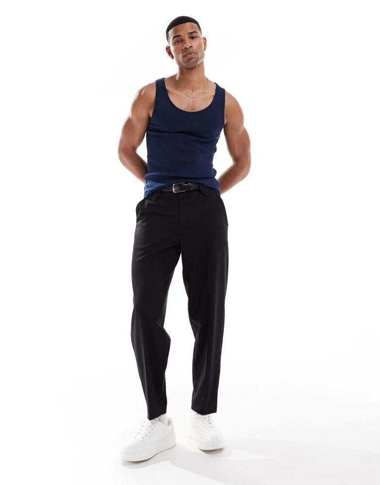 ASOS ASOS DESIGN essential muscle fit rib vest in navy 2