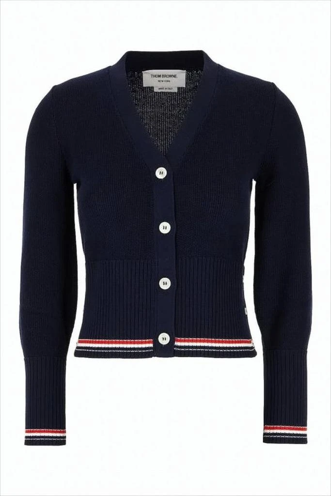 Thom Browne Deep V-Neck Cardigan with Tricolor Accents