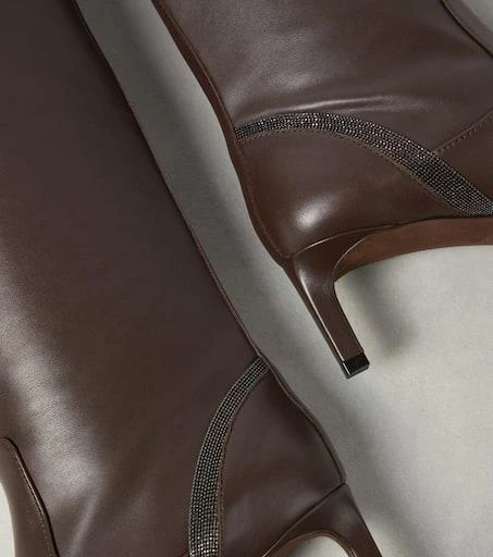 Brunello Cucinelli Embellished leather knee-high boots 6