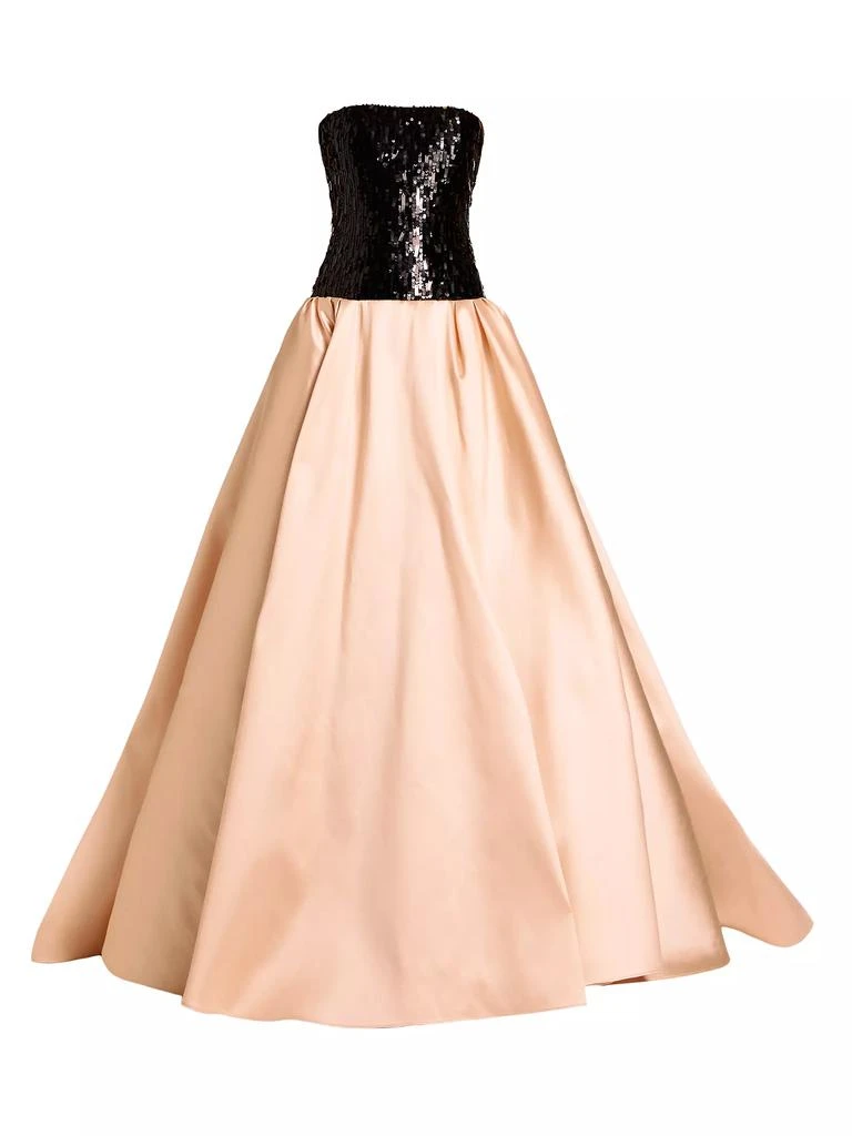 Pamella Roland Mixed-Media Sequin-Embroidered Gown 1