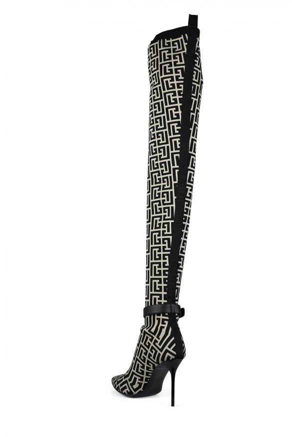 Balmain Raven Monogrammed Thigh-high 4
