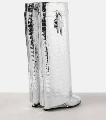 Givenchy Shark Lock croc-effect leather knee-high boots 2
