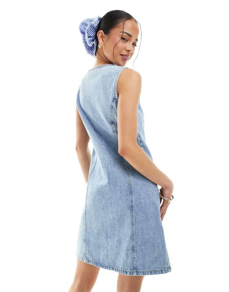 JJXX JJXX scoop neck denim dress in light blue 4