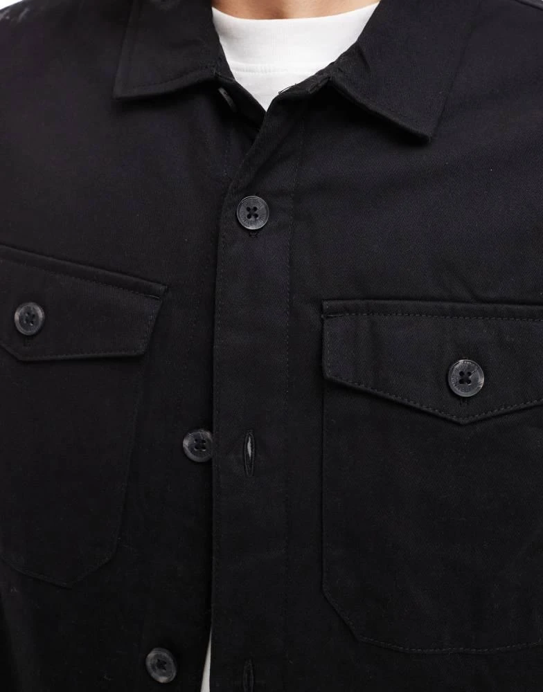French Connection Mens French Connection utility jacket with chest pockets in black 3
