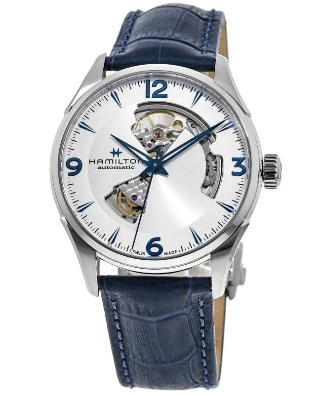 Hamilton Hamilton Jazzmaster Open Heart Silver Dial Leather Strap Men's Watch H32705651 1