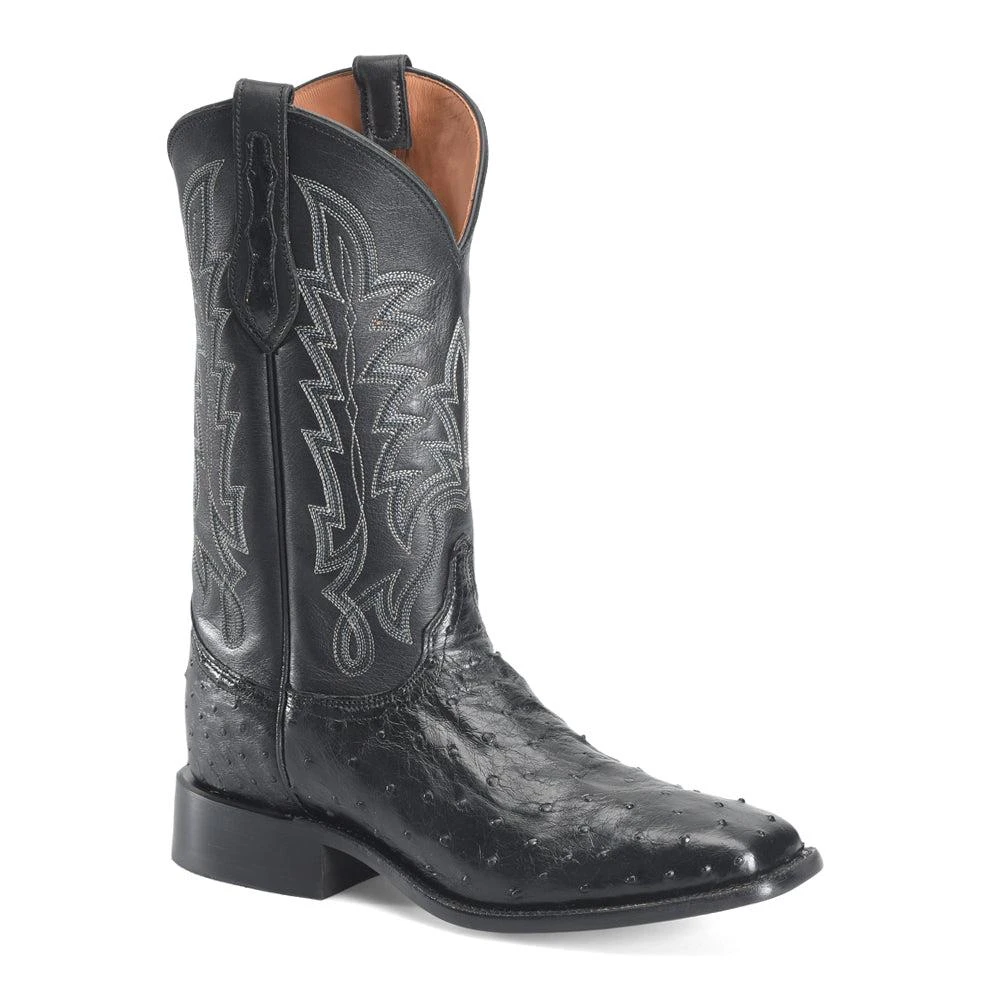 Justin Boots Rancher 12 Inch Full Quill Ostrich Embroidered Square Toe Cowboy Boots 2
