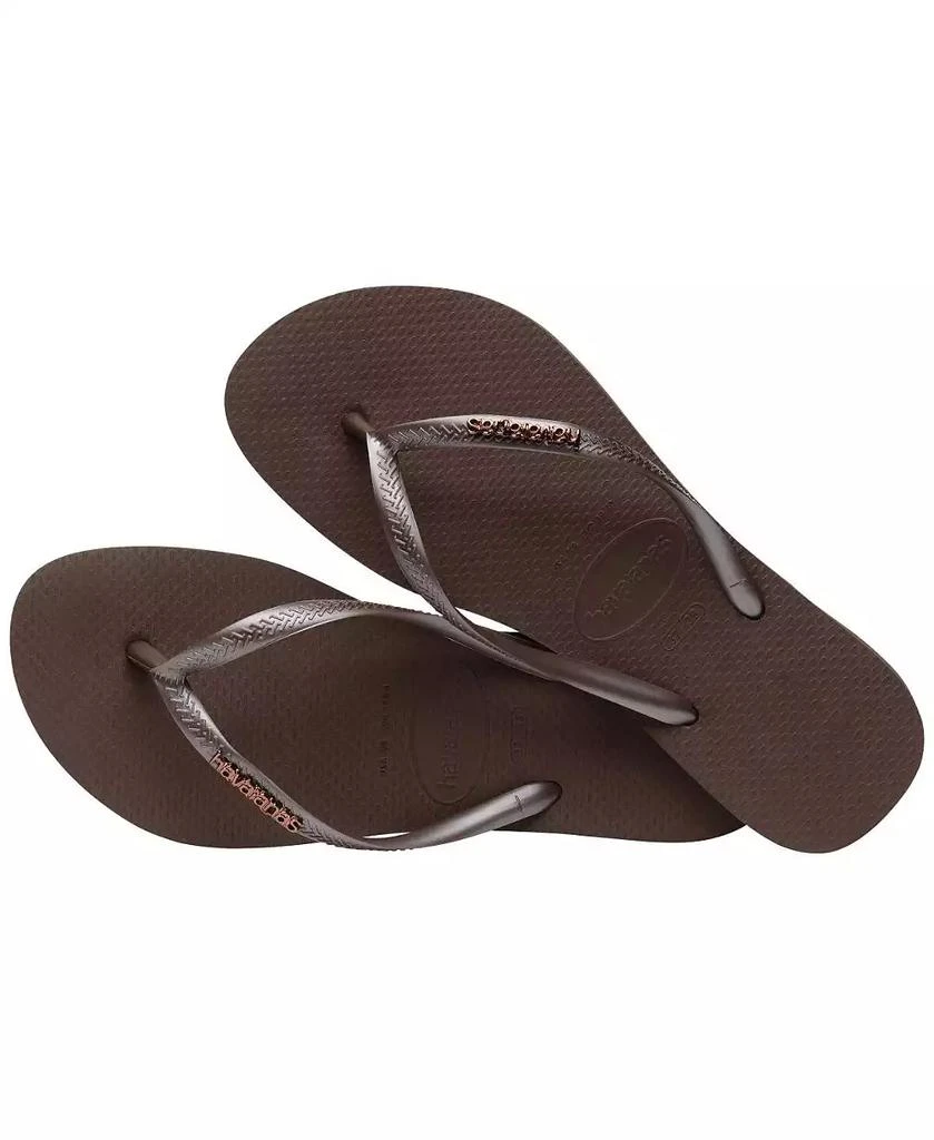 Havaianas Women's Slim Logo Metallic Round Toe Sandals 3