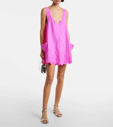 Juliet Dunn Embroidered cotton poplin beach cover-up 2