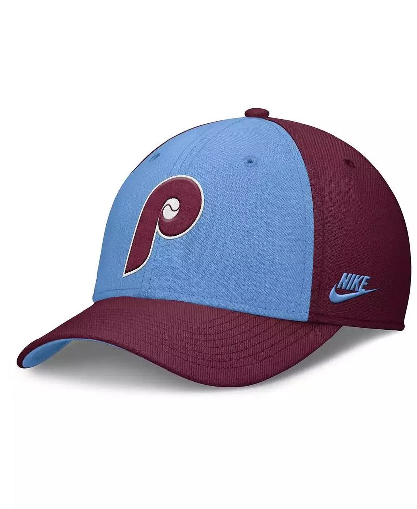 NIKE Men's Burgundy/Light Blue Philadelphia Phillies Rise Swoosh Performance Flex Hat 2