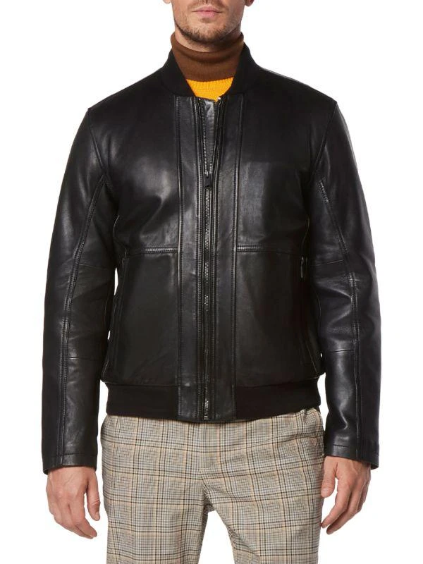 Andrew Marc Macneil Lambskin Leather Bomber Jacket 1