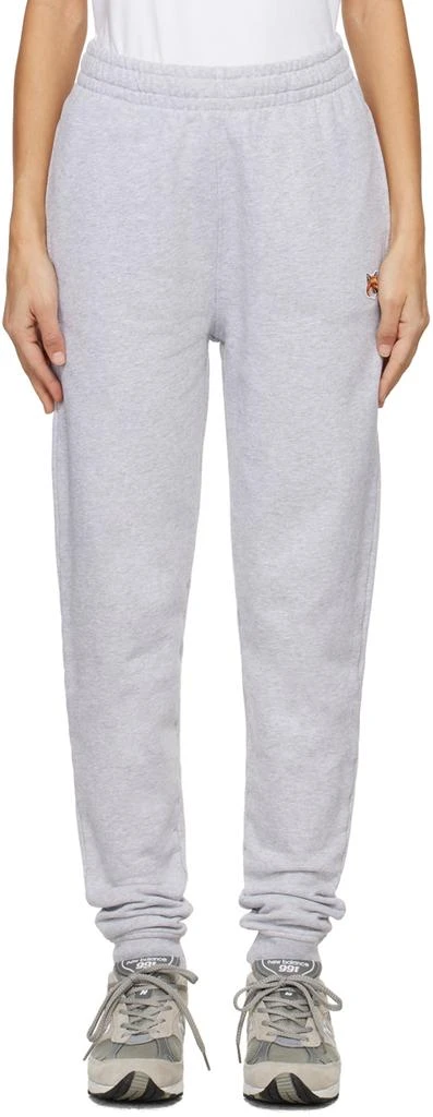 Maison Kitsune Gray Fox Head Sweatpants 1